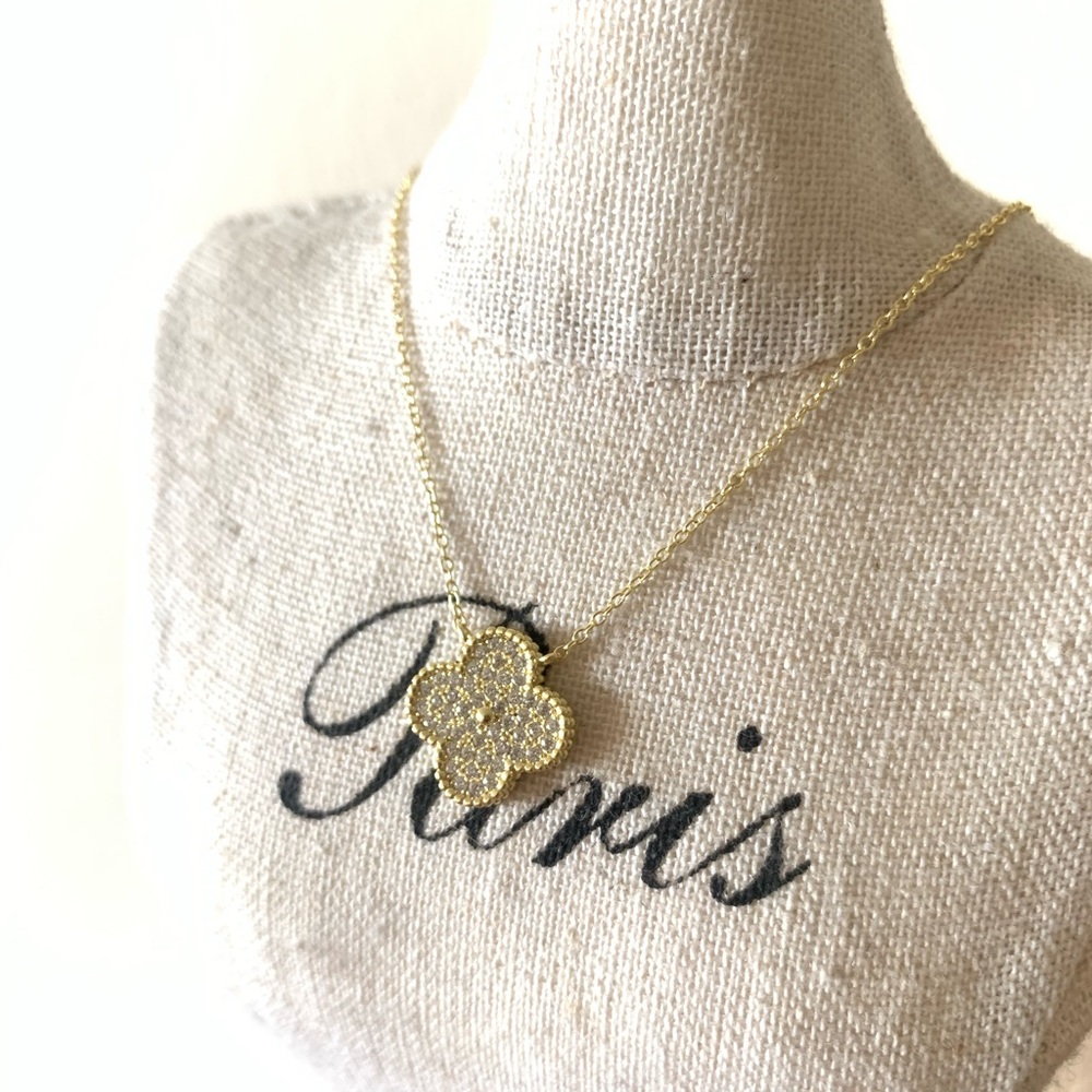 4leaf clover necklace 14k gold plated 925 silver